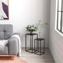 Kukkatelineet 2 kpl setti, skandinaavinen metallirunko, 58,5/65 cm, musta