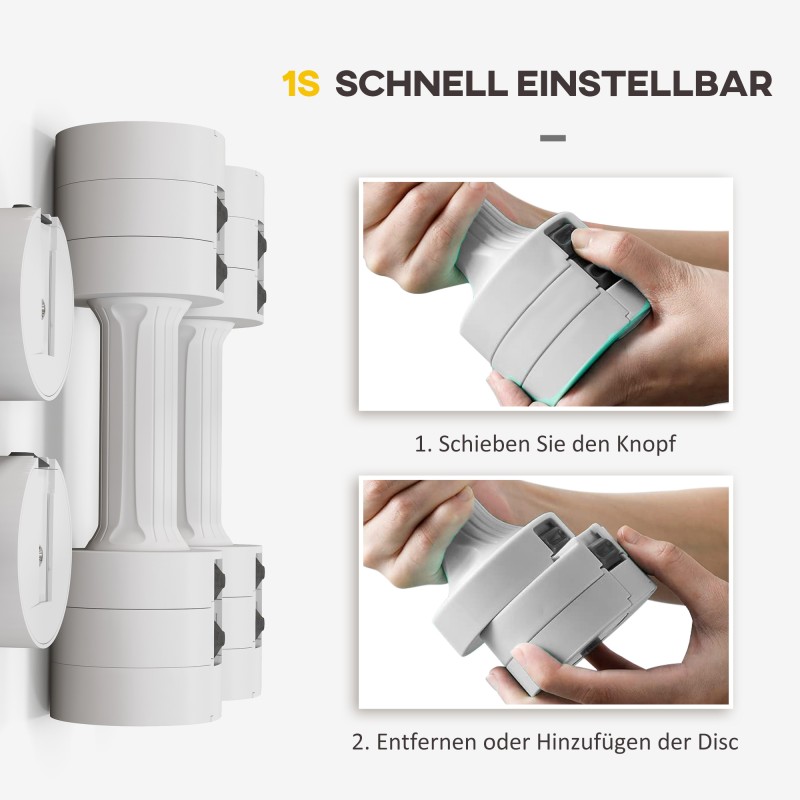 Säädettävä käsipainosetti koko kehon harjoitteluun 2 x 2,5 kg valkoinen muovi/teräs