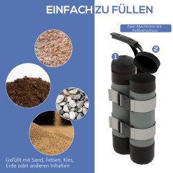 Hiekkapussit paviljongille ja teltalle 4 kpl, täytettävä 12 kg, säänkestävä 1680D polyesteri, musta