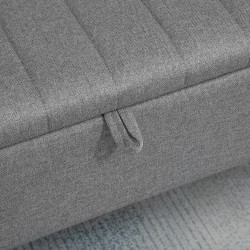 Säilytyspenkki teräsjaloilla ja pellavakankaan näköisellä verhoilulla 102 x 40 x 44 cm, harmaa