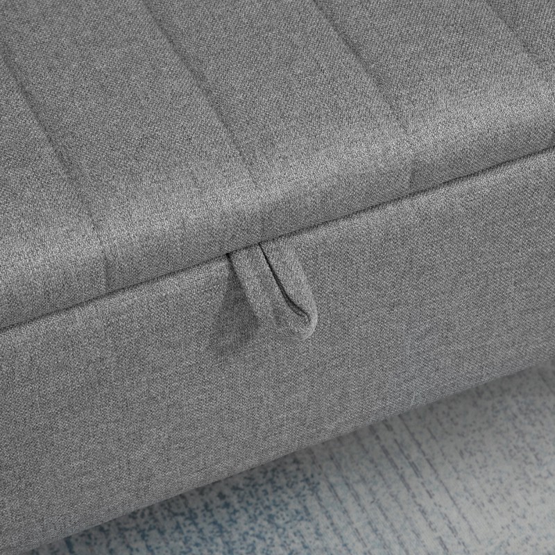 Säilytyspenkki teräsjaloilla ja pellavakankaan näköisellä verhoilulla 102 x 40 x 44 cm, harmaa