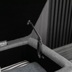 Säilytyspenkki teräsjaloilla ja pellavakankaan näköisellä verhoilulla 102 x 40 x 44 cm, harmaa