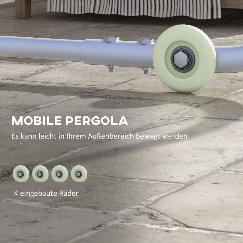 Siirrettävä terassikatos pyörillä, teräsrunko, 3 x 3 m, tummanharmaa, hiekkapusseilla