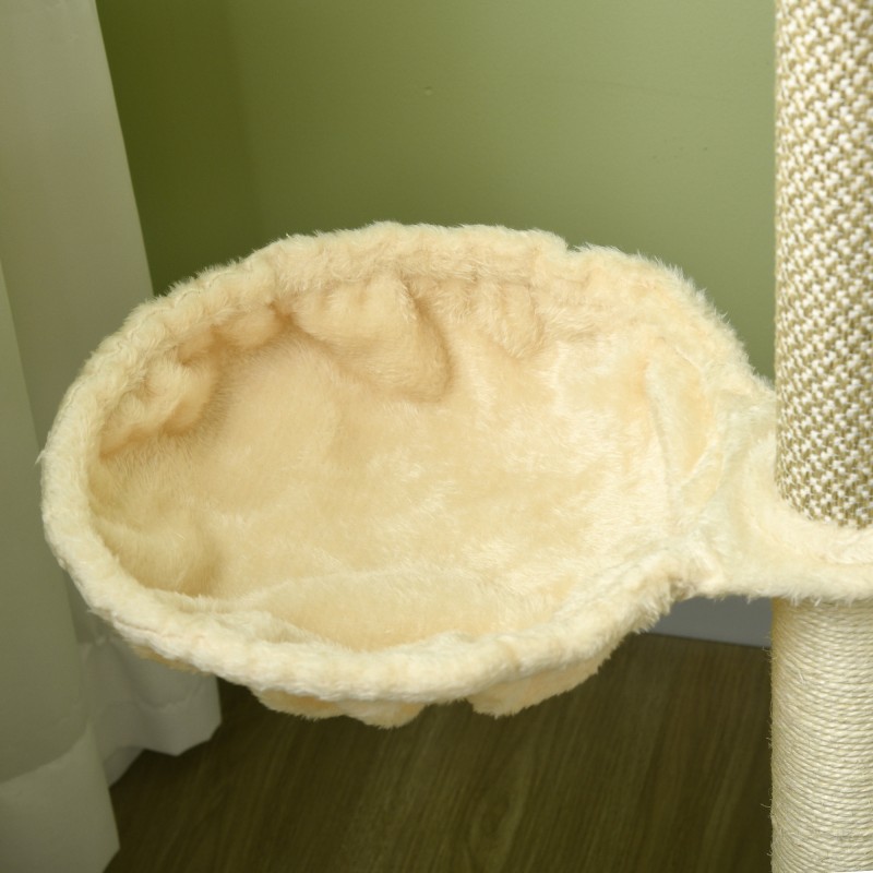 Kissan kiipeily- ja raapimispuu 1–2 kissalle, sisal, 59 x 40 x 124 cm, beige