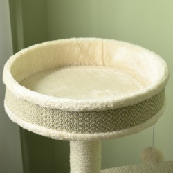 Kissan kiipeily- ja raapimispuu 1–2 kissalle, sisal, 59 x 40 x 124 cm, beige