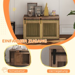 Koiranhäkki / koirankaluste suurille koirille, lastulevy ja teräs, 98 x 58 x 61 cm, pähkinänruskea/musta