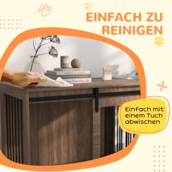 Koiranhäkki / koirankaluste suurille koirille, lastulevy ja teräs, 98 x 58 x 61 cm, pähkinänruskea/musta