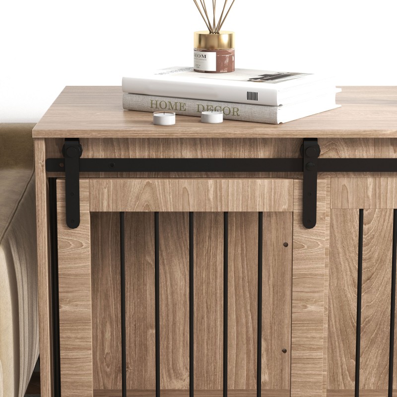 Koiranhäkki / koirankaluste suurille koirille, lastulevy ja teräs, 98 x 58 x 61 cm, pähkinänruskea/musta