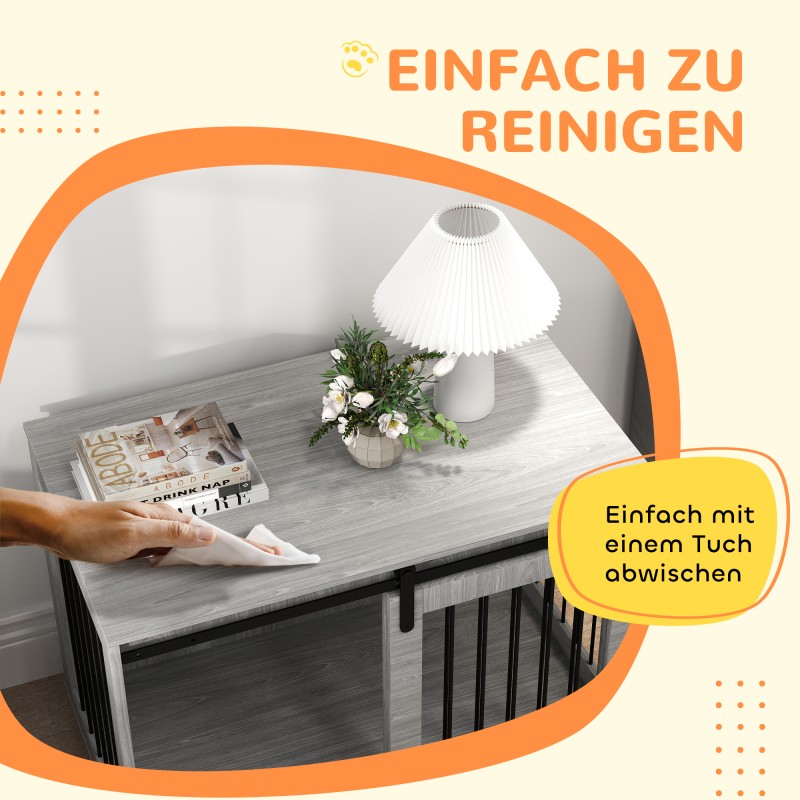 Koiran sisähäkki liukuovella lastulevyä ja terästä 98 x 58 x 61 cm harmaa