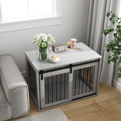 Koiran sisähäkki liukuovella lastulevyä ja terästä 98 x 58 x 61 cm harmaa