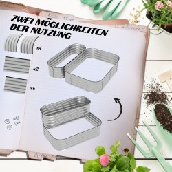 Kaksitasoinen metallinen viljelylaatikko ulkokäyttöön, 120 x 90 x 30 cm, hopea