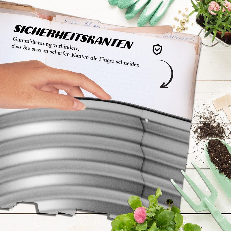 Kaksitasoinen metallinen viljelylaatikko ulkokäyttöön, 120 x 90 x 30 cm, hopea