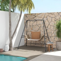 Riippuistuimen teline terästä, sisä- ja ulkokäyttöön, 178 x 143 x 180 cm, 150 kg, musta