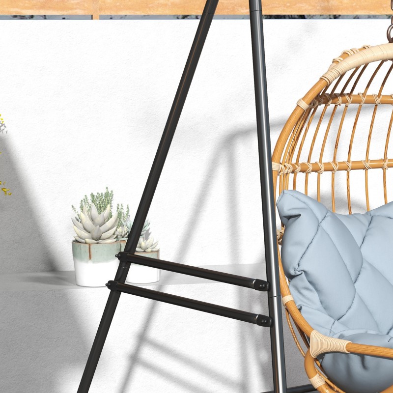 Riippuistuimen teline terästä, sisä- ja ulkokäyttöön, 178 x 143 x 180 cm, 150 kg, musta