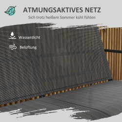 Puutarhakalustesetti ulkokäyttöön, 4 osaa, teräs ja karkaistu lasi, hengittävä verkkokangas, musta