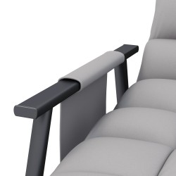 Keinutuoli säädettävällä selkänojalla ja jalkatuella, mikrokuitu, metallirunko, harmaa