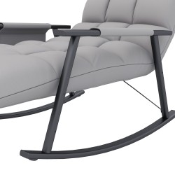 Keinutuoli säädettävällä selkänojalla ja jalkatuella, mikrokuitu, metallirunko, harmaa