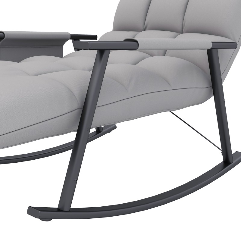 Keinutuoli säädettävällä selkänojalla ja jalkatuella, mikrokuitu, metallirunko, harmaa