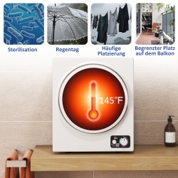 Kompakti kuivausrumpu 4 kg, 4 ohjelmaa, 2 lämpötasoa, sterilointi 65 °C, 850 W, valkoinen