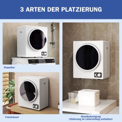 Kompakti kuivausrumpu 4 kg, 4 ohjelmaa, 2 lämpötasoa, sterilointi 65 °C, 850 W, valkoinen