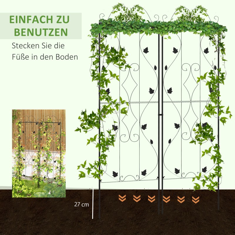 Köynnöstuki ulkokäyttöön teräs 50 x 181 cm 2 kpl musta
