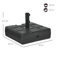 Täytettävä pihavarjon jalusta 40 kg, HDPE-muovi ja teräs, 49x49 cm, musta