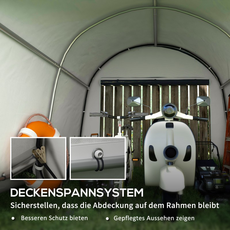 Pihasäilytysteltta moottoripyörälle, teräsrunko 3x3 m, harmaa