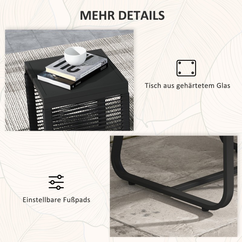 Parvekesetti 3-osainen ulkokalustesetti, PE-rottinki ja teräs, tuolit 53x57x77 cm, musta/harmaa