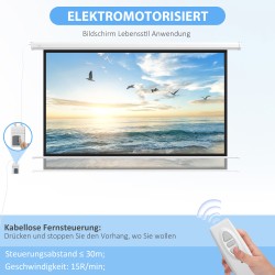 Sähkökäyttöinen valkokangas 84" 16:9, moottoroitu projektionsleinwand, kaukosäädin, valkoinen