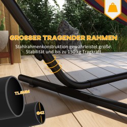 Riippumattojalusta terästä 285 x 125 x 110 cm max 280 cm riippumatolle, musta