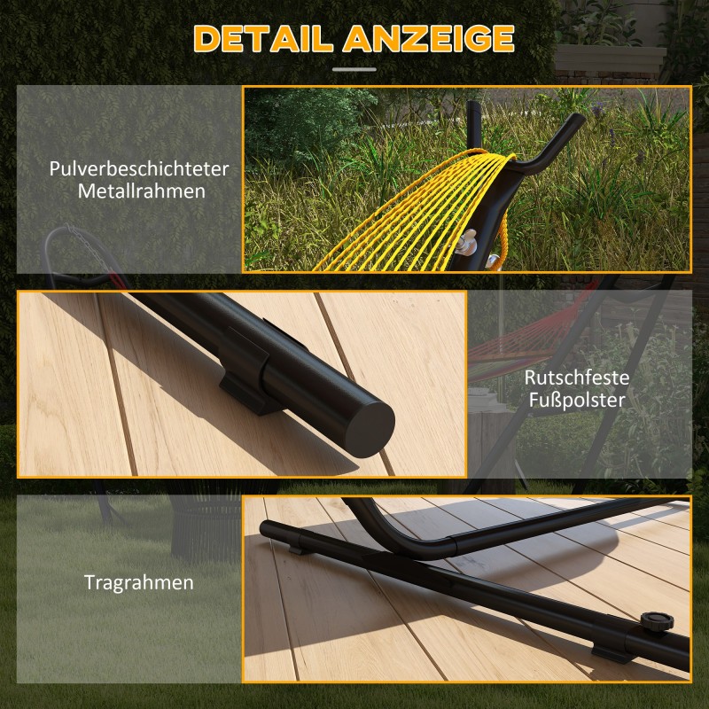 Riippumattojalusta terästä 285 x 125 x 110 cm max 280 cm riippumatolle, musta