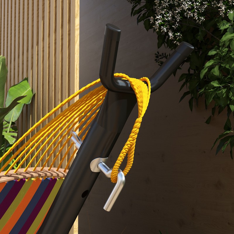 Riippumattojalusta terästä 285 x 125 x 110 cm max 280 cm riippumatolle, musta