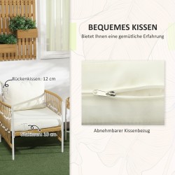 Puutarhan bistrosetti 3-osainen, PE-rottinki, teräsrunko, tuoli 72x66x64 cm, keltainen/creme