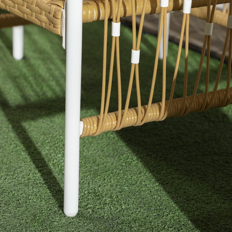 Puutarhan bistrosetti 3-osainen, PE-rottinki, teräsrunko, tuoli 72x66x64 cm, keltainen/creme