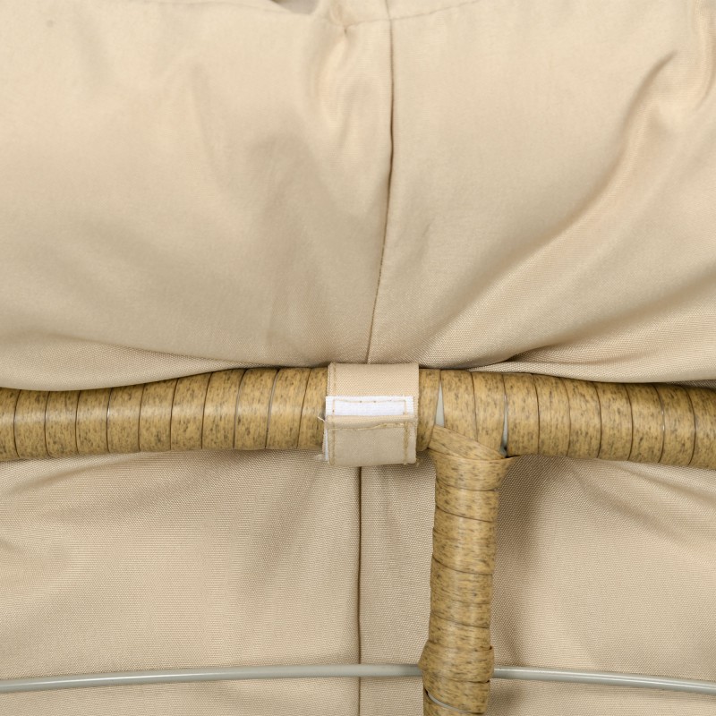 Pyörivä rottinkinen ulkotuoli boho-tyyli teräsrungolla 85 x 70 x 82 cm creme / luonnonsävy