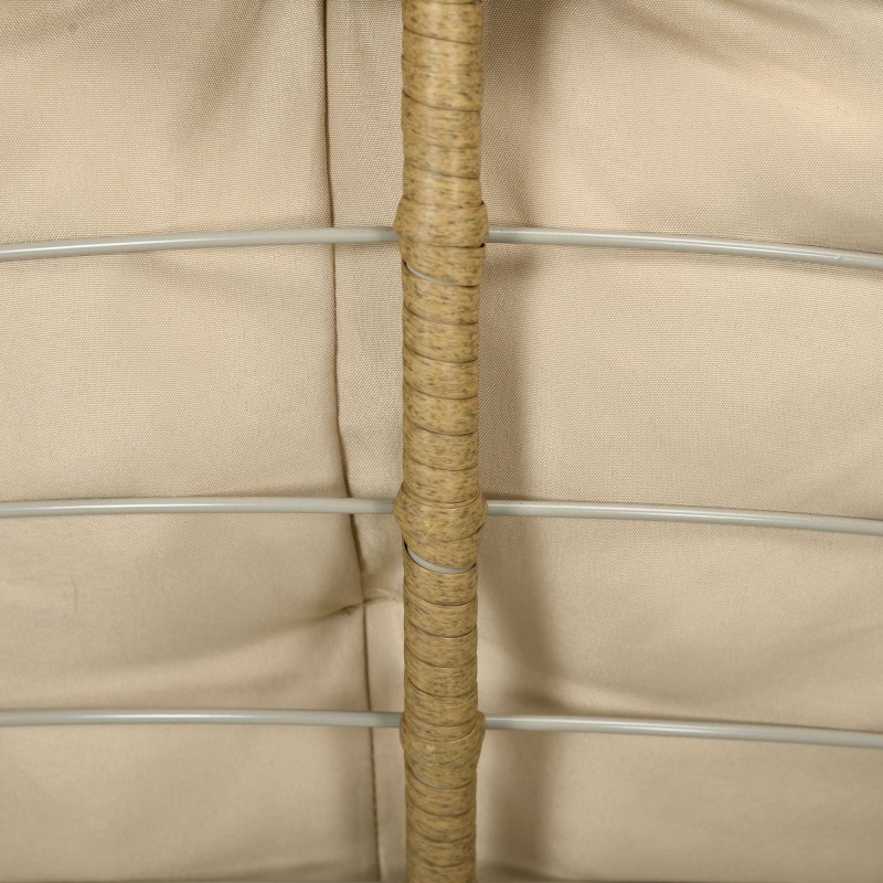 Pyörivä rottinkinen ulkotuoli boho-tyyli teräsrungolla 85 x 70 x 82 cm creme / luonnonsävy