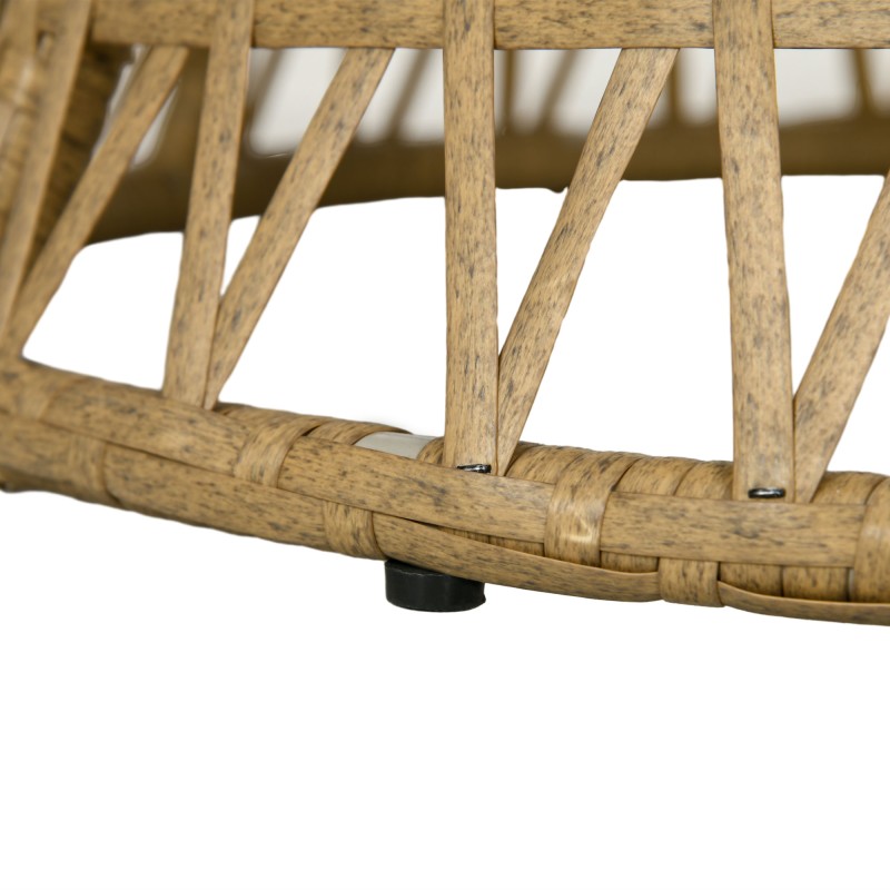 Pyörivä rottinkinen ulkotuoli boho-tyyli teräsrungolla 85 x 70 x 82 cm creme / luonnonsävy