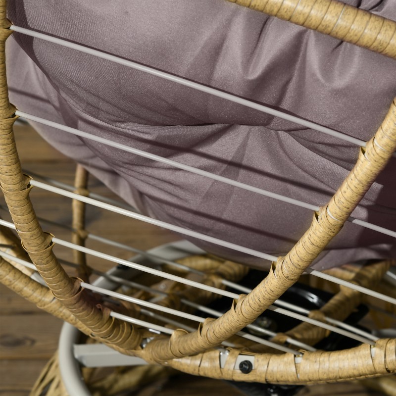 Rottinkinen bistrosetti ulkokäyttöön, 3-osainen, 2 kääntyvää tuolia ja pöytä, 85 x 70 x 82 cm, keltainen/vaaleanruskea