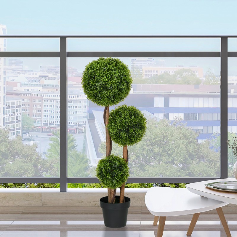 Tekokasvi tuija 3 palloa 110 cm UV-suojattu sisä- ja ulkokäyttöön vihreä ruukussa