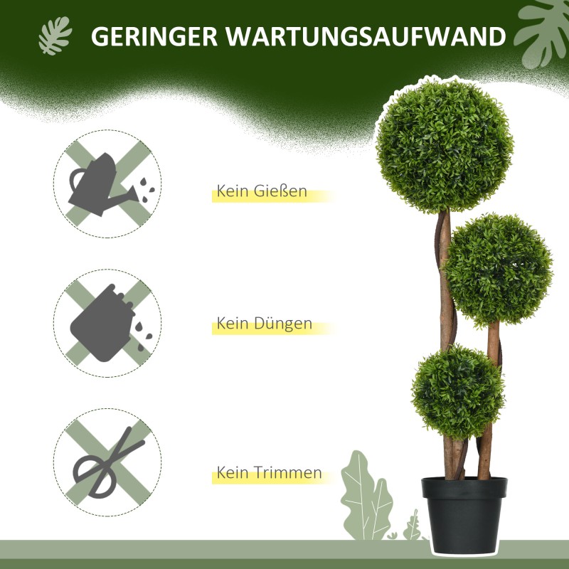 Tekokasvi tuija 3 palloa 110 cm UV-suojattu sisä- ja ulkokäyttöön vihreä ruukussa