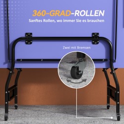 Pöytätennispöytä taittuva teräsrunko MDF 274 x 152,5 x 76 cm sininen verkko 2 mailaa 3 palloa