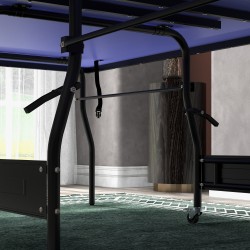 Pöytätennispöytä taittuva teräsrunko MDF 274 x 152,5 x 76 cm sininen verkko 2 mailaa 3 palloa