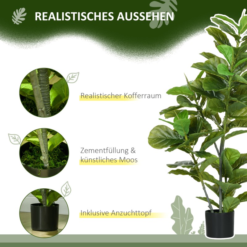 Tekokasvi fikus 110 cm ruukussa, 90 lehteä, vihreä