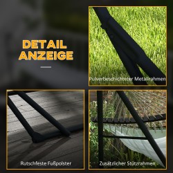 Riippumattojalusta ja riippumatto, teräs, 263 x 89 x 100 cm, kantavuus 120 kg, musta/valkoinen