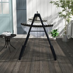 Riippumattojalusta ja riippumatto, teräs, 263 x 89 x 100 cm, kantavuus 120 kg, musta/valkoinen