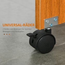 Jatkettava taitettava ruokapöytä pyörillä lastulevy 120 x 80 x 73 cm teak–valkoinen