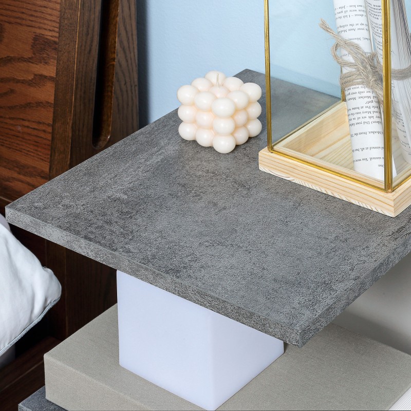 Yöpöytä pyörillä, 3 hyllyä, puupohjainen levy, 35 x 29,5 x 65,5 cm, harmaa/valkoinen