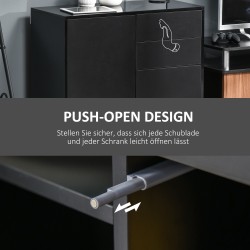 Säilytyskaappi 2 laatikkoa ja 2 ovea, lastulevy, 79 x 36 x 74 cm, musta korkeakiilto