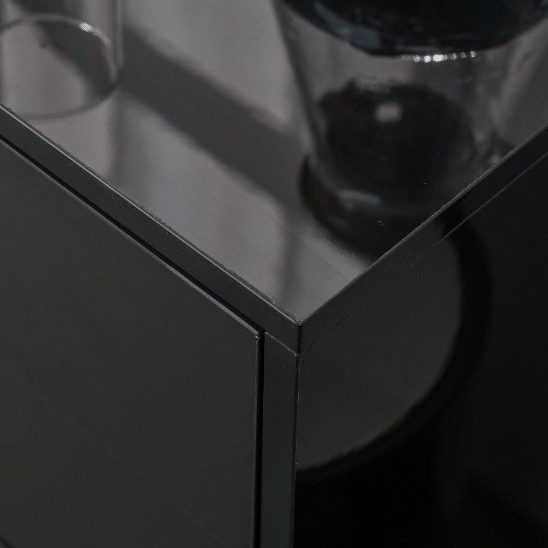 Säilytyskaappi 2 laatikkoa ja 2 ovea, lastulevy, 79 x 36 x 74 cm, musta korkeakiilto