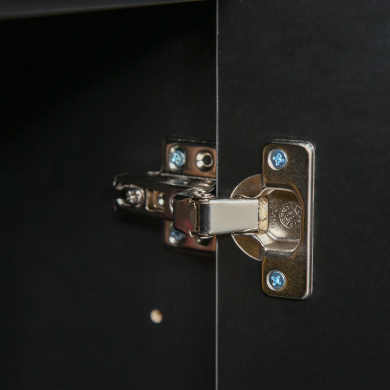 Säilytyskaappi 2 laatikkoa ja 2 ovea, lastulevy, 79 x 36 x 74 cm, musta korkeakiilto